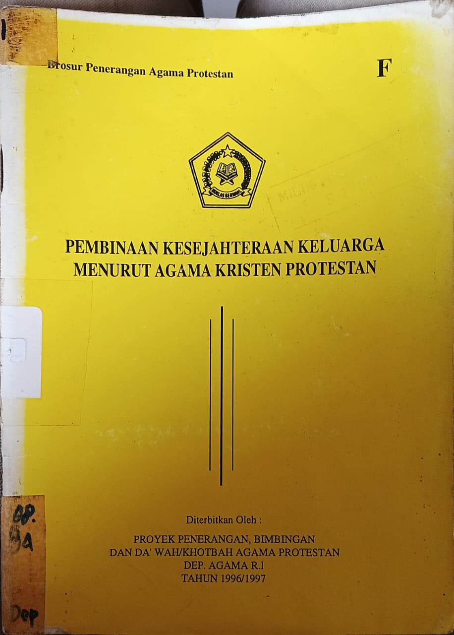 Cover buku PEMBINAAN KESEJAHTERAAN KELUARGA MENURUT AGAMA KRISTEN PROTESTAN